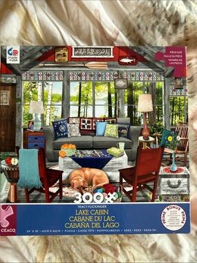 Lake Cabin 300-Piece Jigsaw Puzzle Tracy Flickinger “Lake Cabin”